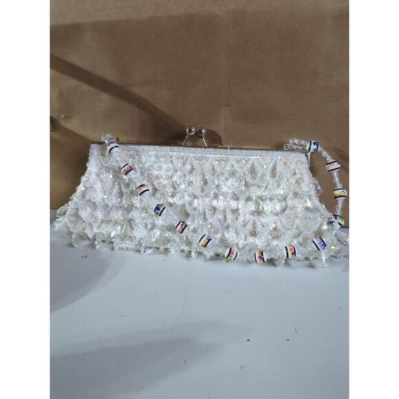 Clear Plastic Beaded Clutch with beaded handle - Picture 1 of 7